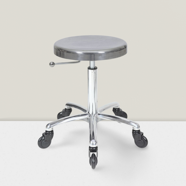 Joiken Aluminium Stool - Chrome Base - Click'n Clean Castor Wheels