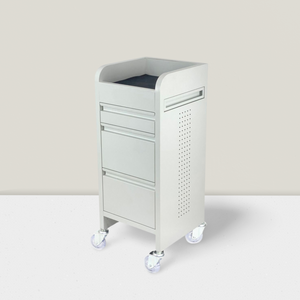 Joiken Fusion White 4 Drawer Salon Trolley - White - Clear Castor Wheels