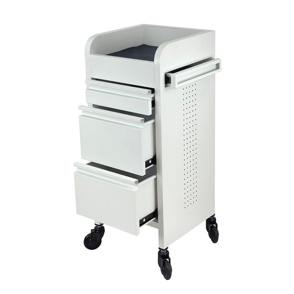 Joiken Fusion White 4 Drawer Salon Trolley - White - Click'n Clean Castor Wheels