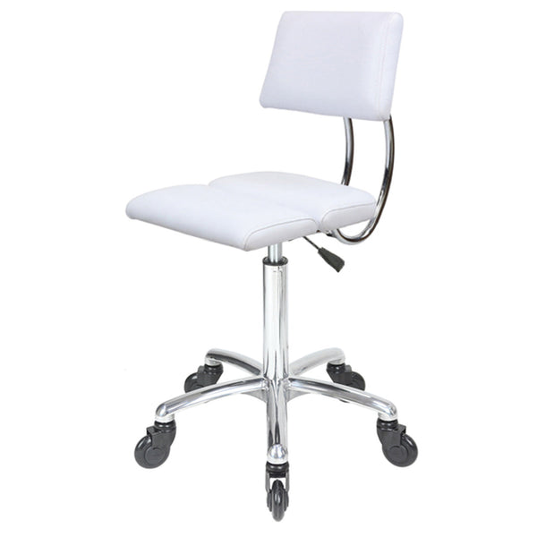 Joiken Dove Stool White- Chrome Base - Click'n Clean Castor Wheels