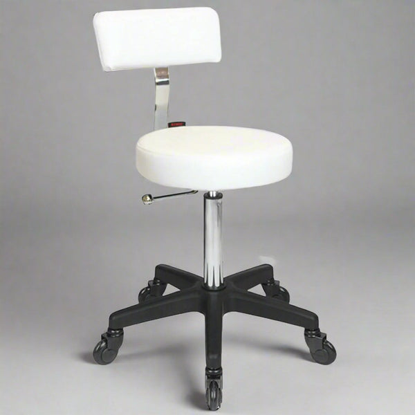 Sprint Stool White - Black Base - Click'n Clean Castor Wheels