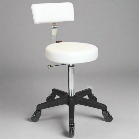 Sprint Stool White - Black Base - Click'n Clean Castor Wheels