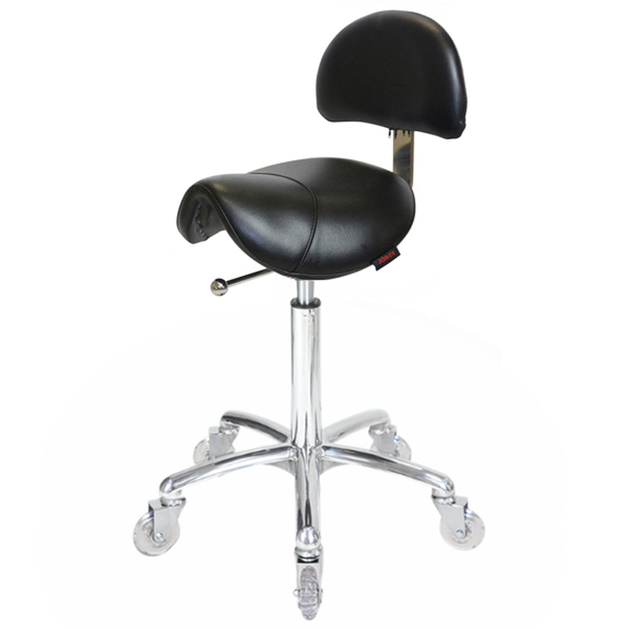 Saddle Stool with Back Black - Chrome Base