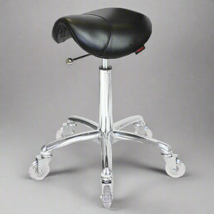 Saddle Stool No Back Black - Chrome Base