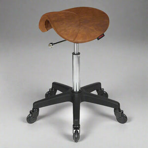 Saddle Stool No Back Tan - Black Base - Click'n Clean Castor Wheels