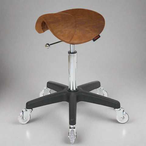 Saddle Stool No Back Tan - Black Base