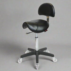 Saddle Stool with Back Black - Black Base