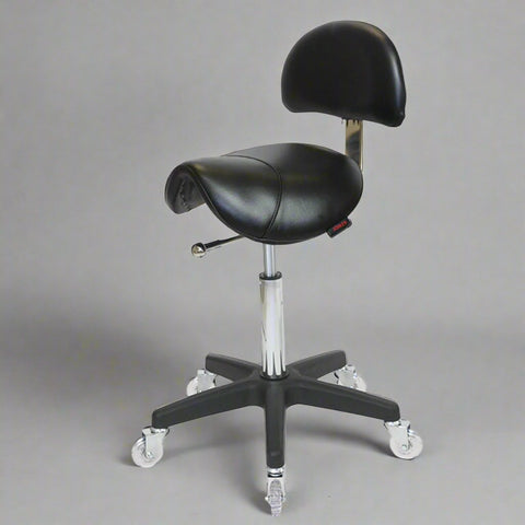 Saddle Stool with Back Black - Black Base