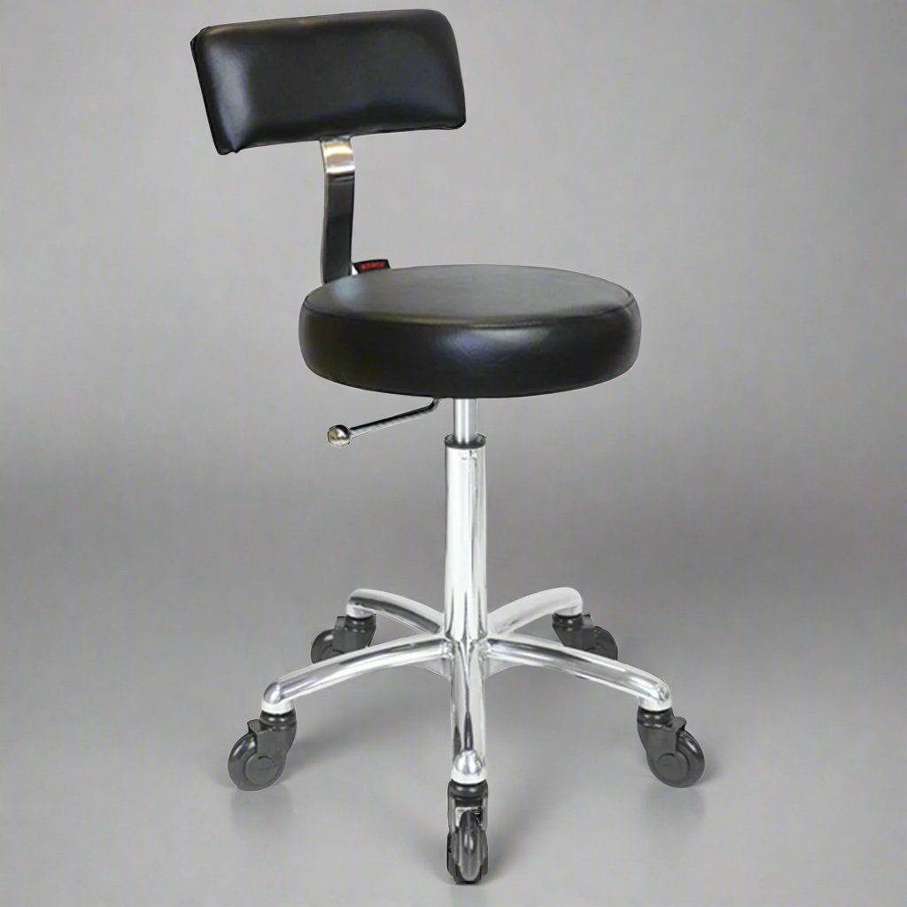 Sprint Stool Black - Chrome Base - Click'n Clean Castor Wheels