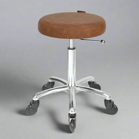 Turbo Stool Tan - Chrome Base - Click'n Clean Castor Wheels