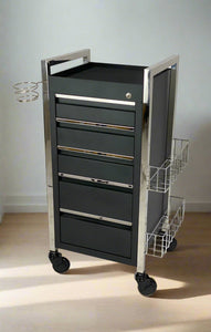 Twilight 5 Drawer Hairdressing Beauty Trolley - Chrome Frame - Click'n Clean Castor Wheels