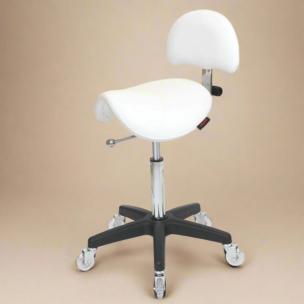 Joiken Saddle Stool with Back White - Black Base