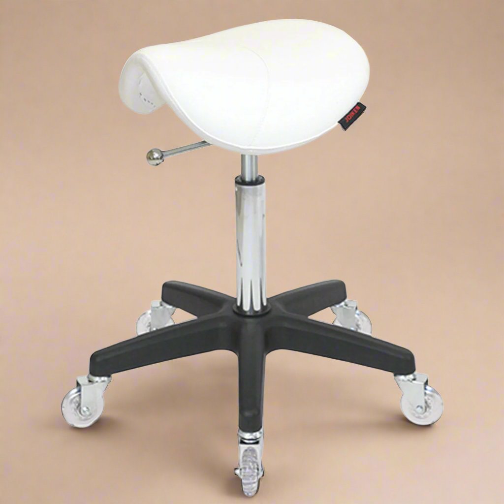 Saddle Stool No Back White - Black Base