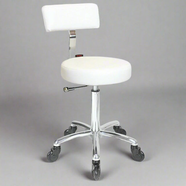 Sprint Stool White- Chrome Base - Click'n Clean Castor Wheels