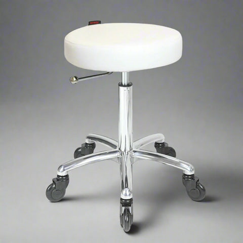 Turbo Stool White - Chrome Base - Click'n Clean Castor Wheels