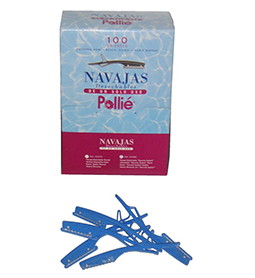 Pollies Blue Disposable Razors Box of 100 with Comb Guard