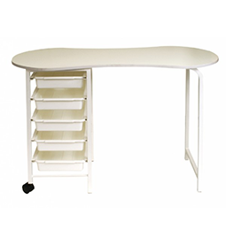 KIDNEY MANICURE TABLE (5 Drawer) WHITE